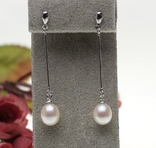 8-9mm Size Natural REAL Pearl Earrings Cultured Wedding Bridal Dangle Drop Earrings Freshwater Pearl Fashion Jewelry 2024 - buy cheap