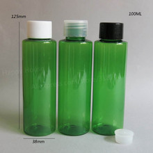 24 x 100ml Cylinder Green DIY Flat Shoulder Plastic Lotion Shampoo and Shower Gel Bottle With the Insert 2024 - buy cheap