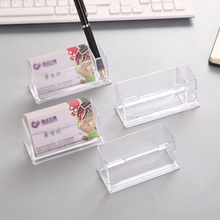 1pc Transparent Desk Shelf Business Card Holder Acrylic Display Stand Card Storage Box ID Card Organizer Office Desk Supplies 2024 - buy cheap