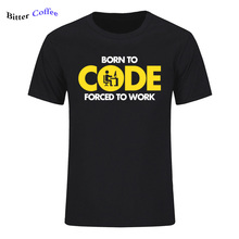 Verão novo computador programador camiseta nascido ao código forçado a trabalhar design gráfico impressão t camisa de manga curta algodão topos t 2024 - compre barato