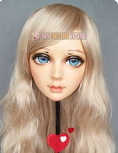 (Xian-2)Female Sweet Girl Resin Half Head Kigurumi BJD Eyes Crossdress Cosplay Japanese Anime Role Lolita Mask With Eyes And Wig 2024 - buy cheap