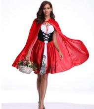 1 Set Little Red Riding Hood Traje para As Mulheres Adulto Fantasia Halloween Cosplay Fantasia Vestido + Cloak Cosplay Para partido 2024 - compre barato