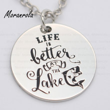 New arried" Life Is Better At The Lake" Copper necklace Keychain,charm Hand Stamped Jewelry Fishing Fisher Jewelry 2024 - buy cheap