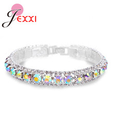 New Fashionable Solid 925 Sterling Silverful Cubic Zirconia Bangles For Women Ladies Crystal Jewelry Present Wholesale 2024 - buy cheap