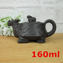 Bule de chá tartaruga de dragão autêntico 160ml, conjunto de bule de barro kung fu, chaleiras feitas à mão em cerâmica 2024 - compre barato