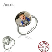 Amxiu Custom Family Photo 925 Sterling Silver Ring Engrave Names Rings For Women Mother Personalized Gift DIY Picture Jewelry 2024 - buy cheap