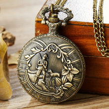 Vintage Bronze Hunter with a Dog Hunting Pocket Watch with Necklace Chain Men Women Pendant Retro Steampunk Quartz Pocket Watch 2024 - buy cheap