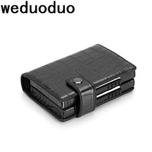 Weduoduo-carteira para cartões de crédito unissex, carteira de metal, alumínio, couro pu, porta-cartões de viagem, moda 2019 2024 - compre barato