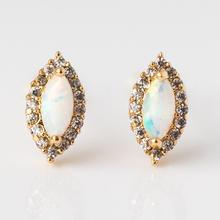 2022 Minimal Delicate Jewelry Marquise White Fire Opal Tiny Cute Evil Eye Stud Earring Opal Jewelry 2024 - buy cheap