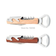 100pcs Wood Handle Wine Opener Multifunction Portable Wine Screw Corkscrew Opener Knife Beer Bottle Openers Gifts 2024 - buy cheap