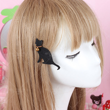 Princess Gothic lolita hairpin Handmade Black hairpin DIY cat bell side clamp fish mouth clip original design bow hair  GSH012 2024 - buy cheap