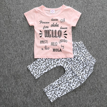 2020 Children Clothing Set Short Sleeve Letters Print Fashion Pink T-shirt+Pants 2pcs Suit Outfits Newborn Baby Girl Clothes 2024 - buy cheap