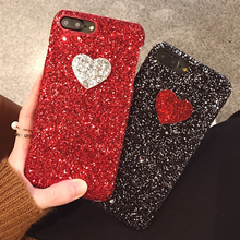 For iPhone 6 6S 7 8 Plus X XS Max XR XS Case Glitter Bling Love Heart Hard PC Sequins Back Cover for iPhone 8 Case Luxury Lovely 2024 - buy cheap