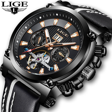 LIGE 2019 New Men Watches Top Brand Luxury Automatic Mechanical Watch Male Leather Waterproof Sport Wristwatch Relogio Masculino 2024 - buy cheap