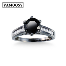 VAMOOSY-anillo de compromiso de boda para hombre y mujer, joyería sencilla bohemia de circonita negra, Color dorado y negro, estilo Punk, regalo DIY, novedad de 2018 2024 - compra barato