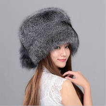 100%  Real  Whole Plate Fox Fur Hat for women winter Fox fur beanies cap with fox fur Solid New thick female cap Bomber Hats 2024 - buy cheap