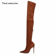 Black Over the Knee Boots for Women Stiletto High Heel Long Boot Ladies Sext Pointed Toe Thigh High Boots Winter Shoes Big Size 2024 - buy cheap