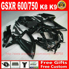 Kit de carenado para motocicleta Suzuki, kit de carenado para moto Suzuki GSXR600 GSXR 750 08 09 10, todo negro brillante ABS juego de carenados K8 GSXR 600 750 2008 2009 Q760 2024 - compra barato