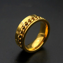 Мужское кольцо из нержавеющей стали серебряного и золотого цвета, мужское кольцо, поворотная цепь с цифрами, мужские кольца, ювелирные изделия для пар 2024 - купить недорого
