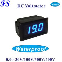 3 Wire 0.52" LED Digital Voltmeter Voltage Meter DC 100V 300V 600V Car Motorcycle Volt Tester Detector 30V Capacity Monitor Blue 2024 - buy cheap