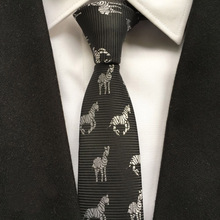 Gravata casual masculina 5cm, gravata de animais, homens, festa exclusiva, gravata preta com estampa zebra 2024 - compre barato