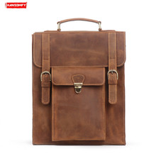 Men's Backpack Handmade Laptop Shoulder Bag Cowhide Retro Computer Backpack The First Layer of Leather Crazy Horse Leather Men 2024 - buy cheap