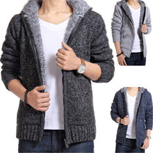 2021 Autumn Winter Men's SweaterCoat Faux Fur Wool Sweater Jackets Men Zipper Knitted Thick warm Coat Casual Knitwear New 2024 - buy cheap