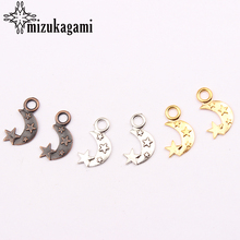 50pcs/lot Vintage Zinc Alloy Charms 3D Mini Stars Moon Charms Bronze Gold Silver Plated For DIY Jewelry Making Accessories 2024 - buy cheap