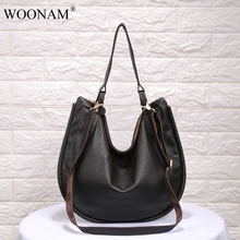 WOONAM-Bolso de mano informal a la moda, bolsa de hombro Hobo con Piel De Becerro genuino, WB915 2024 - compra barato