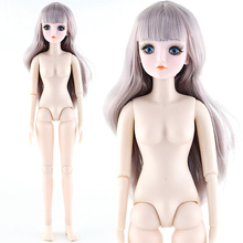 1/3 60cm Doll With Blue Eyes Gray Hair Naked Body Moveable Joints 3D Real Eyes Female Figure Body Princess Doll For Girls 2024 - buy cheap