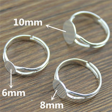 10pcs Ring Blanks Y-Style Adjustable Ring Settings Base Blank Shiny Silver Color Copper Material 6mm 8mm 10mm Flat 2024 - buy cheap