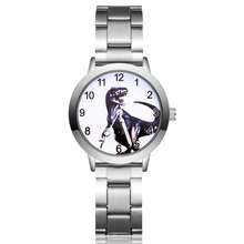 Часы Детские кварцевые, милые Мультяшные, в стиле динозавра, для мальчиков и девочек, наручные часы из металла и стали, JA47 2024 - купить недорого