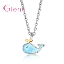 Exquisite Genuine 925 Sterling Silver Cute Animal Shape Pendant New Arrival Dolphin Necklace Crystal Jewelry For Women 2024 - buy cheap