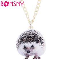 Bonsny Acrylic Cute Gray Hedgehog Pendant Necklace Chain Choker Fashion Pet Jewelry For Women Girls Charms Lots Party Gift 2024 - buy cheap