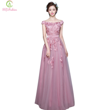 Robe De Soiree SSYFashion Pink Lace Flower Long Evening Dress  Party Elegant Long Prom Dress Silm Sexy Straight Formal Dress 2024 - buy cheap