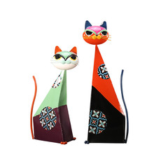 WU CHEN-estatuilla de gato de La Fortuna LONG, estatuilla de Metal en miniatura de animales, decoración del hogar Pastoral, arte colorido, artesanía R864 2024 - compra barato