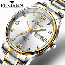 FNGEEN Watch Two-tone Steel Fashion Men's Wristwatch Dual Calendar Quartz Watch Casual Business Hodinky Luxury Diamond Man Watch 2024 - buy cheap