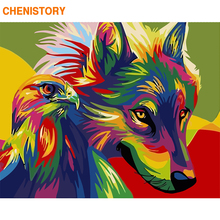 Chenistory-pintura por números de animais, colorida, lobo, águia, pintura acrílica por números, caligrafia, pintura para decoração de casa 2024 - compre barato