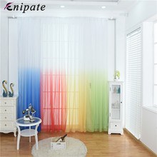 Enipate 1PC Gradient Color Tulle Voile Door Window Curtain Drape Panel Valances Modern Room Divider Sheer Curtains Home Decor 2024 - buy cheap
