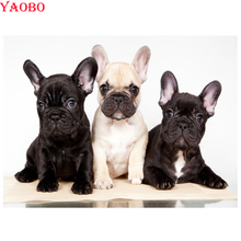 5d diy pintura de diamante buldogue francês bordado fofo animais de estimação cachorro broca completa quadrado redondo imagens kit de mosaico 2024 - compre barato