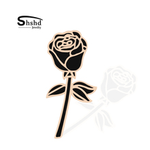 New Black Rose Brooch Luxury Fashion Women Sweater Corsage Pin Jackets Lapel Enamel Pins Badge Accessories Jewelry Friends Gift 2024 - buy cheap