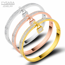 FYSARA Full Cubic Zirconia Crystals Lock Bracelets & Bangles For Women Lover Classic Gold Bangles Fashion Jewelry Drop Shiping 2024 - buy cheap