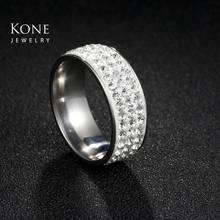 UZone Elegant 3 Rows Crystal Ring Stainless Steel Full Finger Love Wedding Engagement Rings Jewelry Gift For Women 2024 - buy cheap