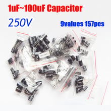 9values 157pcs 250V Aluminum Electrolytic Capacitor Assortment Kit 1uF - 100uF 2024 - buy cheap