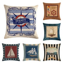 New Modern Sailing Ships Marine Printing Cushion Covers Anchor Rudder Linen Throw Pillow Case For Couch Seat Bedroom Home Decor 2024 - buy cheap