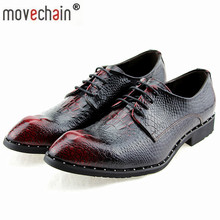 Movechain-zapatos de vestir de piel auténtica para hombre, calzado informal con punta puntiaguda, Oxford, con cordones 2024 - compra barato