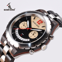 BOBO BIRD Luxury Woode Mens Watches Top Brand Waterproof Stainless Steel Watch with Date Display orologi acciaio uomo 2024 - buy cheap