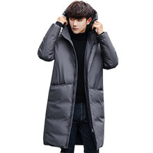 2018 Winter Men Cotton Coats Fashion Hooded Long Slim Thick Cotton Jackets Man Casual Gray Black Outwear Down Cotton Coat FP1106 2024 - buy cheap
