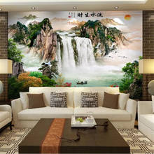 wellyu Papel de parede Custom Wallpaper 3d Photo Mural Waterfall Landscape Painting sofa Background Wall обои Water 3d wallpaper 2024 - buy cheap