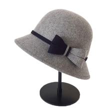 Chapéu feminino de lã fedoras, chapéu tipo lazer para inverno, de lã, com gravata borboleta, chapéu borboleta para pescaria 2024 - compre barato